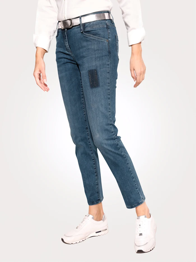 Jeans med diskreta, tvättade effekter Toni Blå