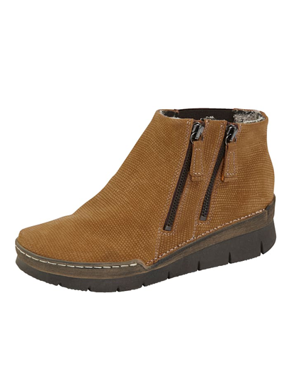 Bekväma kängor i präglad mocka Relaxshoe Ockragul