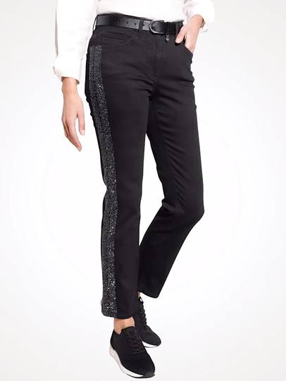 Jeans med strass MONA Svart