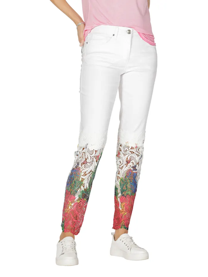 Jeans med effektfull spets AMY VERMONT Vit/Cerise