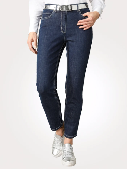 Jeans i sportig 5-ficksmodell MONA Mörkblå