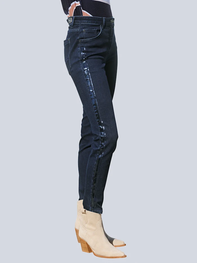 Jeans med glittrande revärer Alba Moda Blå