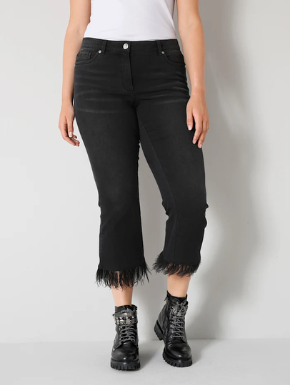 Jeans med fjädrar i bensluten Angel of Style Svart