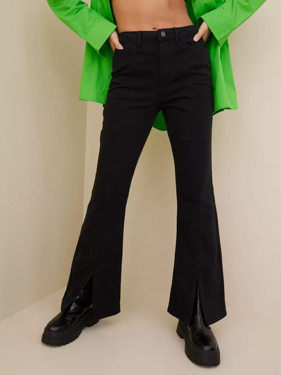 Vila - Flare jeans - Black Washed - Viflair Julia Hw Slit Jeans - Jeans