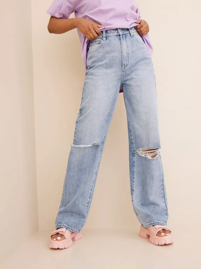 Abrand Jeans - High waisted jeans - Denim - A Carrie Jean Jenny Blue Rip - Jeans
