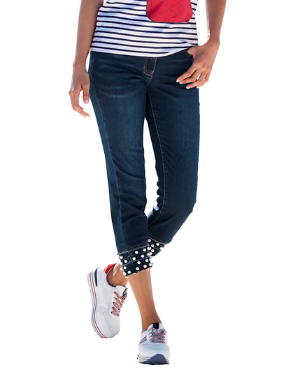 Jeans med pärlor nedtill AMY VERMONT Jeansblå