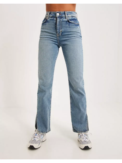 Pieces Pcelan New Hw Straight Slit Jeans M High waisted jeans Medium Blue Denim