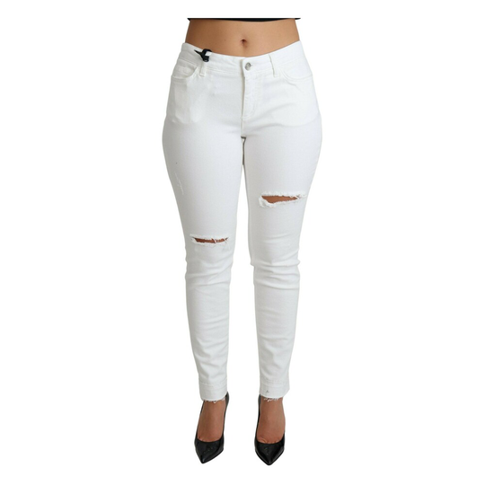 Dolce & Gabbana - Skinny Jeans - Vit - Dam - Storlek: 2Xl,Xl