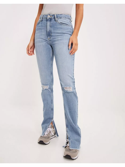 NLY Trend High Waist Stretch Slit Jeans High waisted jeans Denim Blå