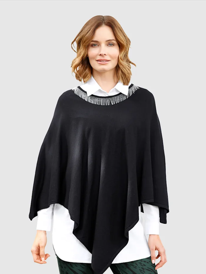 Poncho med asymmetrisk nederkant Paola Svart