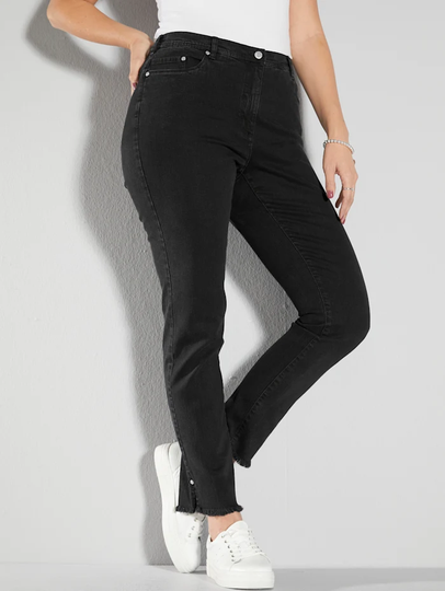 Jeans med fransig nederkant MIAMODA Svart