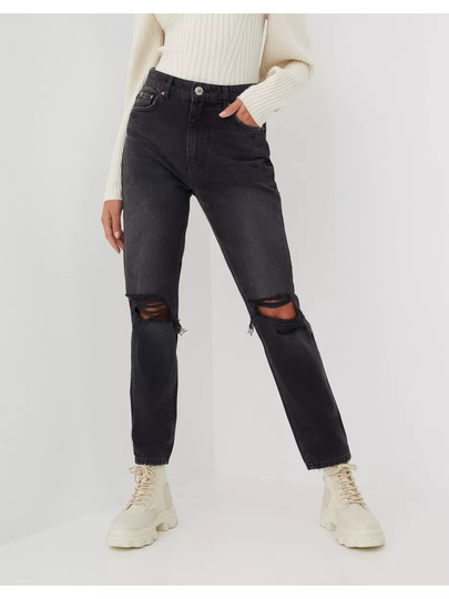 Gina Tricot Dagny Mom Jeans Slim fit jeans Black Grey