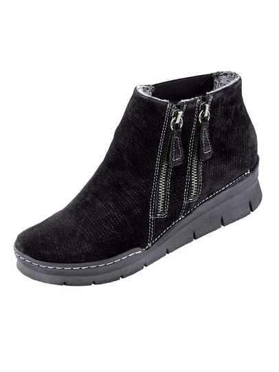Bekväma kängor i präglad mocka Relaxshoe Svart