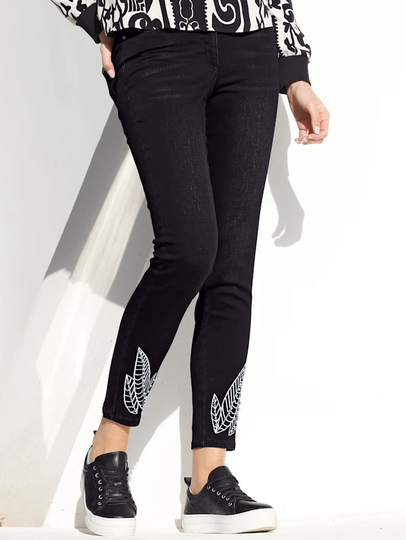Jeans med broderi och pärldekor AMY VERMONT Svart