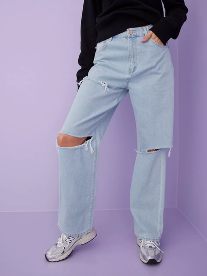 Abrand Jeans - Boyfriend jeans - Denim - A Slouch Jeans Bleached Stone Rip - Jeans
