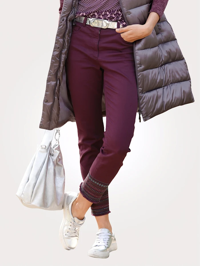 Jeans med dekorativt broderi och glitter MONA Bordeaux