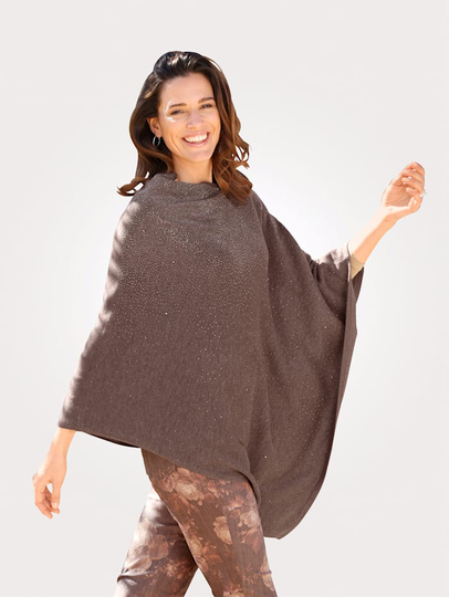 Poncho med trendig halsringning MONA Brun