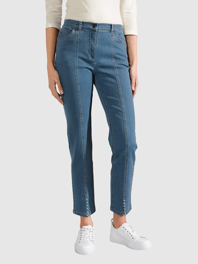 Jeans i ankellång modell m. collection Blue bleached