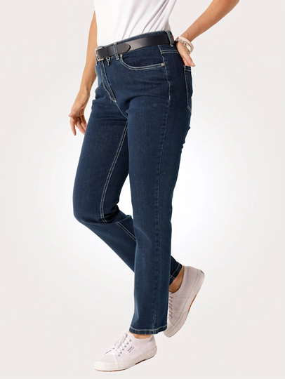 Jeans i skönt tvärelastisk material MONA Mörkblå