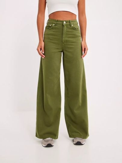 Gestuz - Wide leg jeans - Chive - ElmaGZ HW twill wide jeans - Jeans