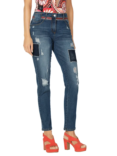 Jeans med slitna effekter AMY VERMONT Marinblå