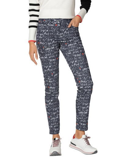 Jeans med text AMY VERMONT Marinblå