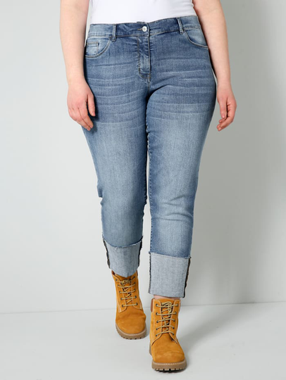 Jeans med breda uppvik Sara Lindholm Blue stone