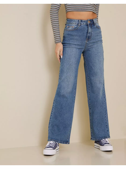 Vila Viwider Dl Hw Wide Jeans Mbd Wide leg jeans Medium Blue Denim