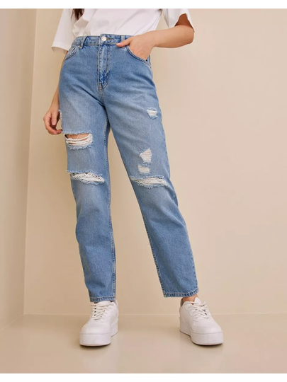Noisy May Nmisabel Hw Mom Dest Jeans KI081LB High waisted jeans Light Blue Denim