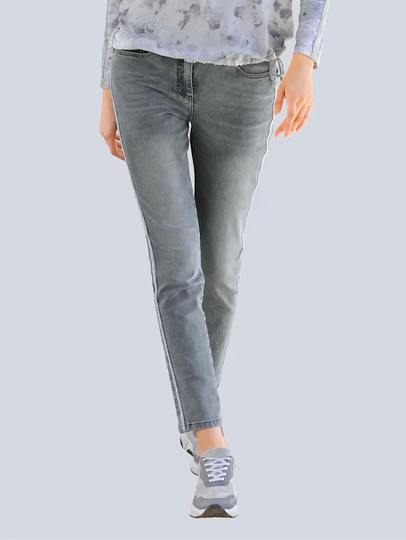 Jeans med randiga revärer Alba Moda Ljusgrå