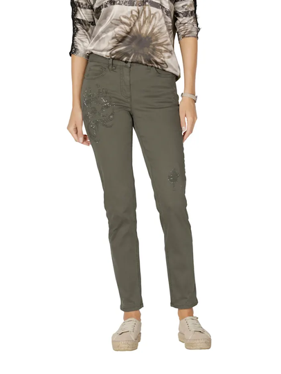 Jeans med strass AMY VERMONT Olivgrön