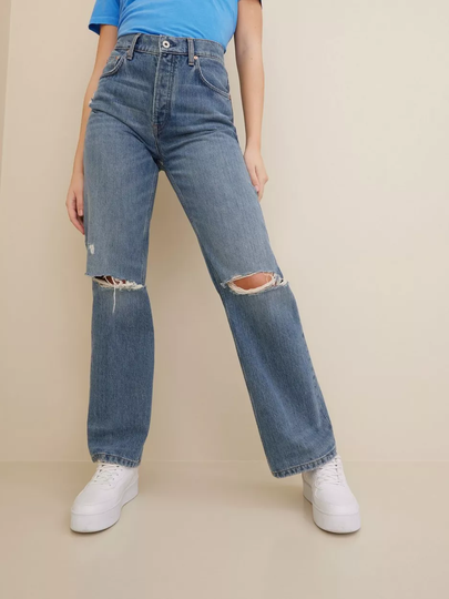 Gant - High waisted jeans - Blue - D2. Hw Relaxed Straight Rip Jeans - Jeans