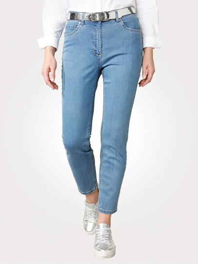Jeans i sportig 5-ficksmodell MONA Ljusblå