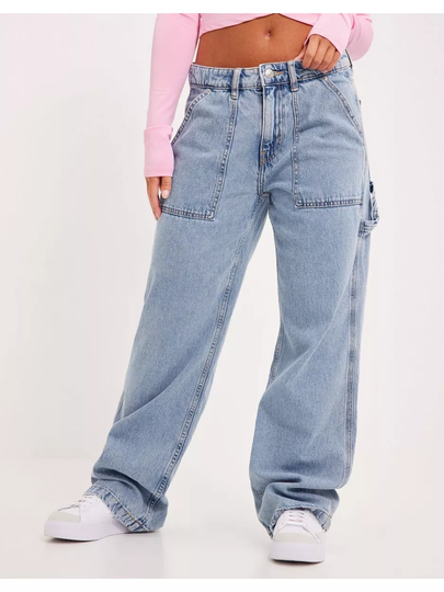 Gina Tricot Cargo carpenter jeans Baggy jeans Light Blue
