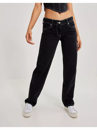 NLY Trend Low Waist Contrast Seam Jeans Low waist jeans Svart