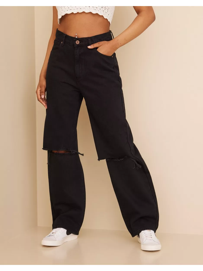 Abrand Jeans A Slouch Jean Black Rip High waisted jeans Black