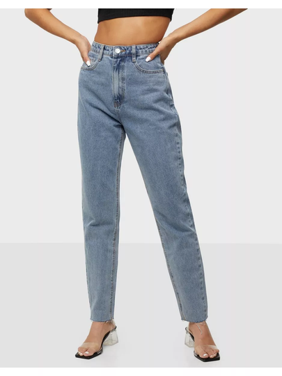 Missguided Stonewash Raw Hem Jeans Straight jeans Blue