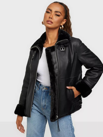 Jofama - Jackor - Black - Alice Leather Bomber Jacket - Jackor & Kappor - Jackets