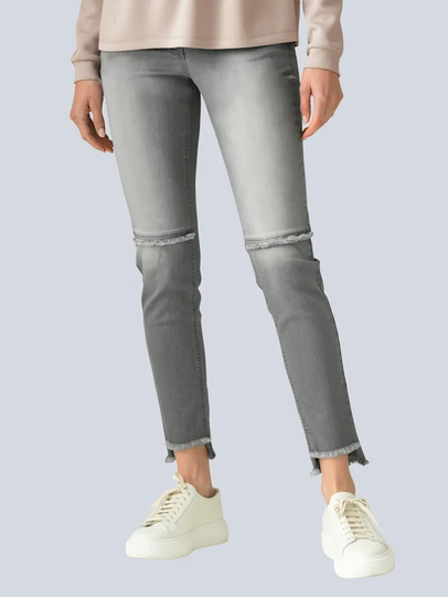 Jeans med trendiga fransar Alba Moda Grey