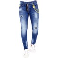 Stuprörsjeans Lf Slitna Jeans Färgstänk Bla