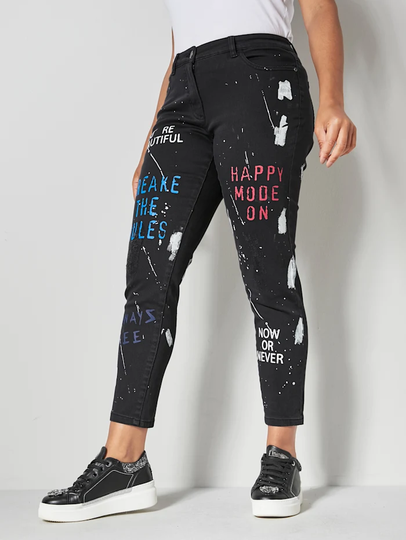 Jeans med tryck Angel of Style Black stone