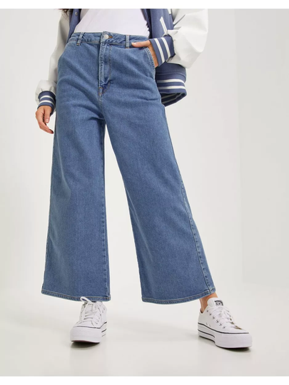 Selected Femme Slfrandi Hw Shad Blu Crop Wide Jean Wide leg jeans Medium Blue Denim