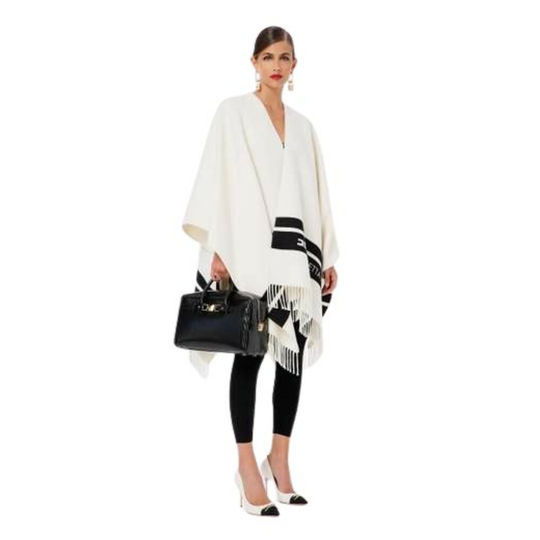 Elisabetta Franchi - Capes och Ponchos - Vit - Dam - Storlek: ONE Size