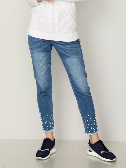 Jeans med smyckespärlor Paola Blue bleached