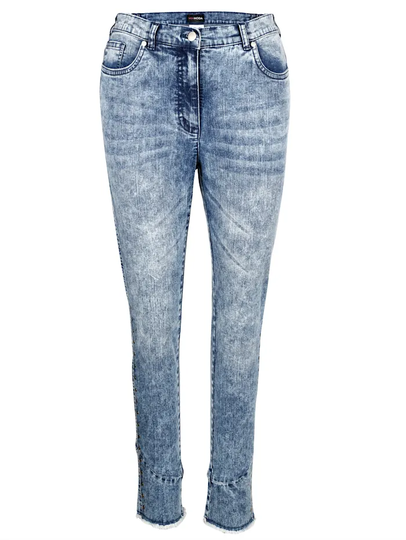 Jeans med fransar nedtill MIAMODA Blue stone