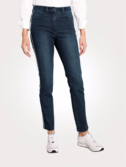 Jeans med dekorband MONA Mörkblå