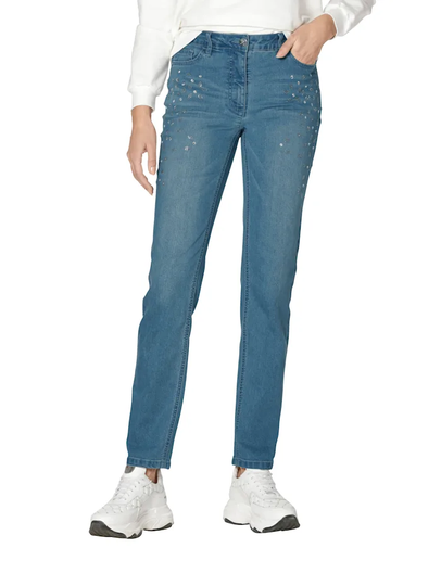 Jeans med glittrande stenar AMY VERMONT Jeansblå