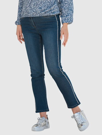 Jeans med strass i sidorna MONA Mörkblå