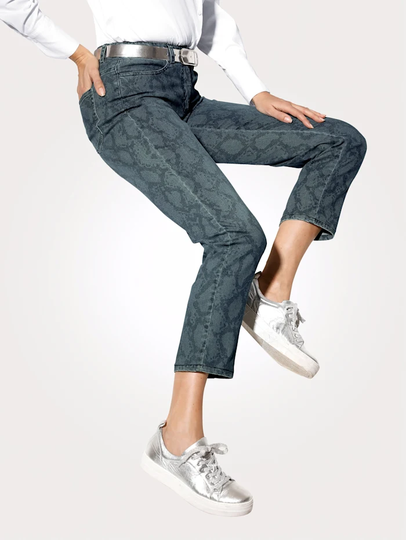 Jeans Trendigt ormskinnsmönster MONA Blå