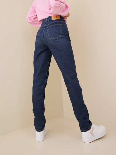 Selected Femme - Bootcut jeans - Dark Blue Denim - Slfamy Hw Slim Row Blue Jeans U Noo - Jeans